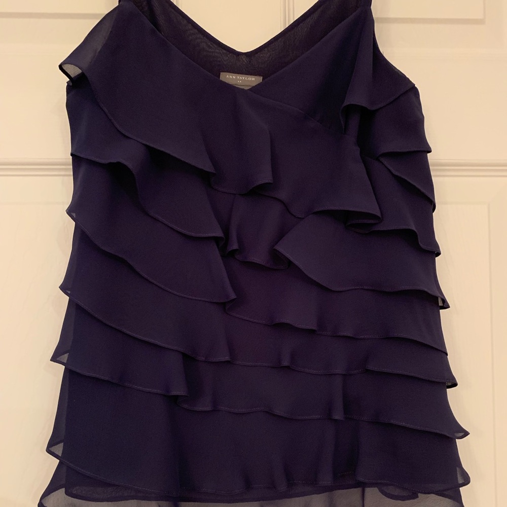 Navy Ruffle Tank - Picture 2 of 4
